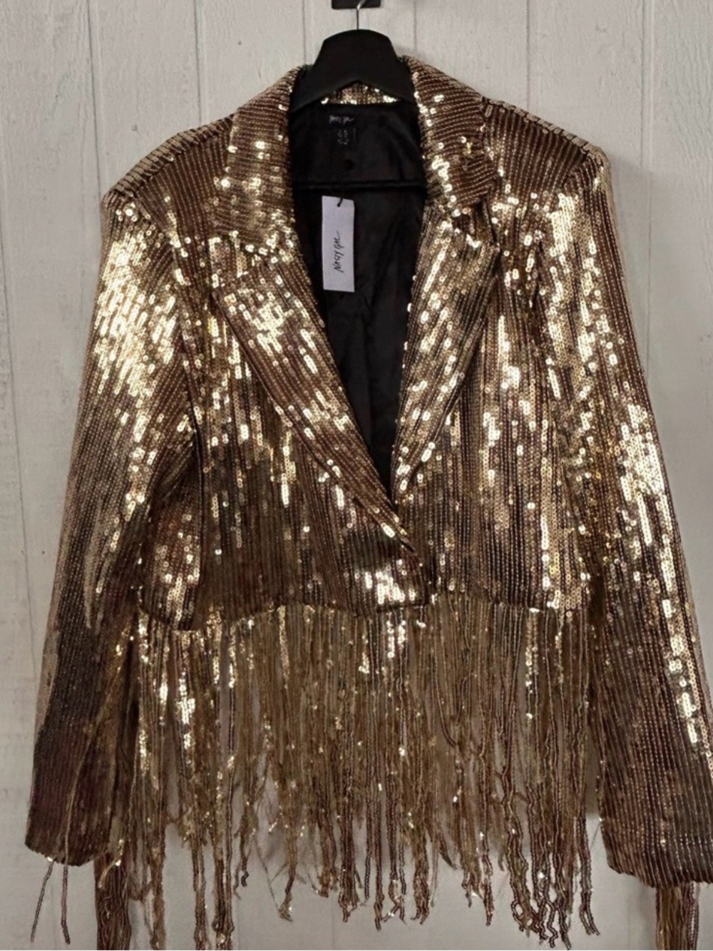 Nasty Gal Gold Sequin Fringe Blazer